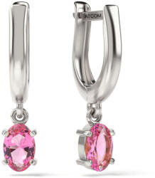  Ezüst Fülbevaló - Rózsaszín Kristály - 925 Sterling Ezüst