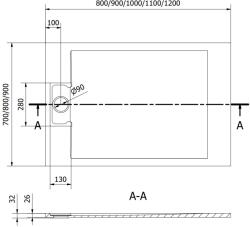 Mexen Otto SMC zuhanytálca 90 x 80 cm, fehér - 4N108090 Kompozit zuhanytálca Kompozit zuhanytálca (5905315074843)