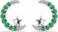  Ezüst Fülbevaló Brazil Smaragddal és Fehér Topázzal, Y59831