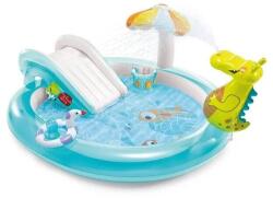 Welora Gyermek úszómedence csúszdával, krokodil modell, vinil, űrtartalom 160 L, méretek 2.01x1.70x0.84 m, kék-fehér