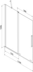 Mexen Velar Kádparaván 2 részes csúszó 110 x 150 cm, átlátszó nano, króm - 896-110-000-01-01 Kádparaván (5905315220677)