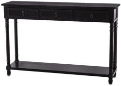Art-Pol Provence design klasszikus fekete fa konzolasztal 3 fiókkal alsó tárolópolccal 86x131x31cm (166728) - pepita
