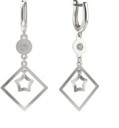 Ezüst Csillagos Medál Fülbevaló - Cirkon Kővel
