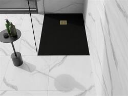 Mexen Stone+ SMC zuhanytálca 140 x 100 cm, fekete , takaró arany - 44701014-G Kompozit zuhanytálca Kompozit zuhanytálca (5905315223647)
