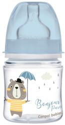 Canpol babies Canpol babies, EasyStart, Bonjour, biberon cu gatul larg, albastru, 0m+, 120 ml