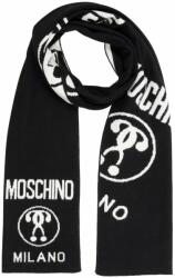 Moschino Gyapjúkeverék sál kontrasztos logómintával 170 x 28 cm Fekete | Fehér
