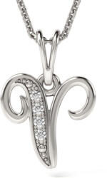  Ezüst V Betűs Cirkon Medál Nyaklánc