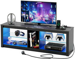 Timeless Tools Modern LED TV Állvány, üvegpolcok, beépített konnektorok, USB, 140 cm (HOP1001771)