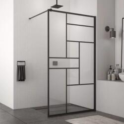 SanSwiss Paravan de dus tip Walk-in SanSwiss Easy STR4P Loft 73 negru mat 100x200 cm sticla securizata 8 mm (STR4P1000673) - sanoterm