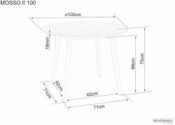 Mosso II Kerek Tölgyfa Étkezőasztal