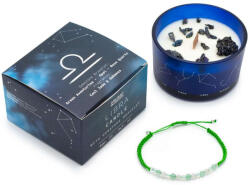 Ancient Wisdom MÉRLEG - horoszkóp gyertya kristályokkal, ásvány karkötővel (ZCC-09)