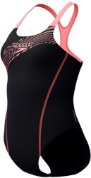Speedo Medley Logo 1 Piece Black/Salmon Pink XL - UK38