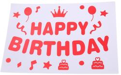 Cyrax Sticker Autocolant pentru Baloane, Cyrax, Tematica Aniversare, Model Happy Birthday, 29x21 cm, Rosu (131331)