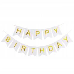 Cyrax Banner Happy Birthday 100x200 cm, Cyrax, Dimensiune Stegulet 11.5x16.5 cm, Rola de Ata Inclusa, Alb (131300)