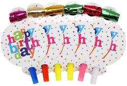 Cyrax Set 6 Suflatori, Cyrax, Colectia Happy Birthday, 19 x 11 cm, din Carton/Plastic/Hartie, Multicolor (132624)