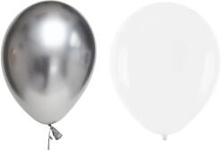 Cyrax Set 10 Baloane din Latex Metalizate, Cyrax, Model Party, Alb, Argintiu, 23 cm, 2.2 g (131017)