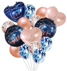 Cyrax Set 15 baloane pentru Nunta, 30 x 50 cm Rose / Albastru (129908)