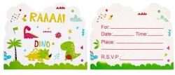 Cyrax Set 10 Invitatii pentru Petrecere, Cyrax, Colectia Dino Park, 11 x 14 cm, din Carton, Multicolor (132663)