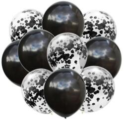 Cyrax Set 10 Baloane din Latex, Cyrax, Model Party Confetti, 5 x Confetti, 5 x Negru, 25 cm, 2.2g (130343)