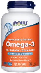 NOW Omega-3 Molecular Distilat și acoperit enteric - 180 capsule moi