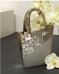  Elegáns táska formájú, kerámia virágtartó ezüst díszítéssel - 35 cm