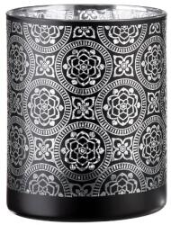  Elegáns, fekete üveg mécses tartó keleti mintával 12, 5 cm