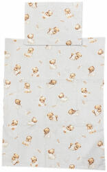  Bébi ágyneműhuzat garnitúra 70x90 cm, 30x40 cm - Szürke színű, macis