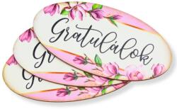  Nyomtatott dekorkarton - Gratulálok ovál tábla 3db - kosarbolt