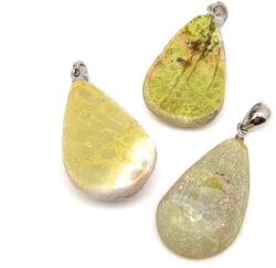 R. M. ékszer Felezett csepp medál opál zöld 2-2, 5x3, 5-4cm (MDG) (022315)