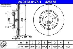 ATE Disc frana ATE 24.0128-0175.1 (24.0128-0175.1)