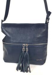 RIALTO sötétkék előzsebes, dupla rojt húzókás, bőr divattáska RX377DO-07 - minosegitaska