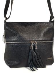 RIALTO fekete előzsebes, dupla rojt húzókás, bőr divattáska RX377DO-03 - minosegitaska