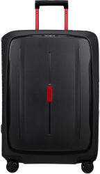 Samsonite ESSENS négykerekű, fekete-piros csatos közepes bőrönd 69 cm 146911-1186 - minosegitaska