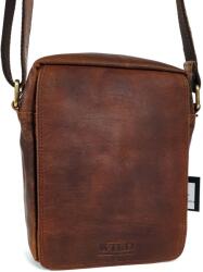 WILD közepes vörösesbarna fedeles férfi válltáska F0171