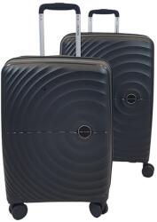 Touareg négykerekű kör bordás, fekete polipropilén S, M bőrönd szett-TG8002-2db - minosegitaska