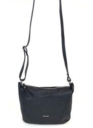 RIALTO fekete, fém zippes, közepes bőr csónak válltáska RX412R/DO-03 - minosegitaska