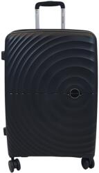 Touareg fekete, négykerekű kör bordás, bővíthető közepes bőrönd-TG8002-fekete M - minosegitaska