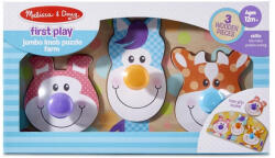 Melissa & Doug Bébi és tipegő fajátékok, Óriás puzzle gombbal, farm állatai (3440)