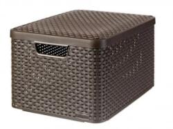 Keter Rattan hatású kosár tetővel, 30l, sötétbarna, 'Style L' (CSCR30SB) (CSCR30SB)
