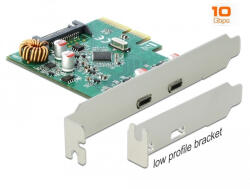 Delock PCI Express x4 Kártya - 2 x Külső SuperSpeed USB 10 Gbps USB 3.1 Gen 2 USB Type-C Hüvely