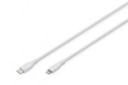 ASSMANN Assmann-DIGITUS Lightning szilikon csatlakozókábel, USB-C - Lightning, 0, 5 m, fehér - AK-600110-005-W (AK-600110-005-W)