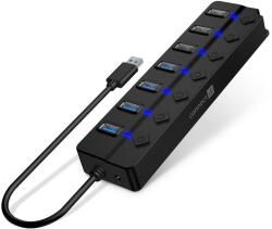 CONNECT IT Mighty Switch 2 USB-A hub, (4xUSB-A 3.0, 3xUSB-A 2.0), külső, FEKETE (CHU-5410-BK)