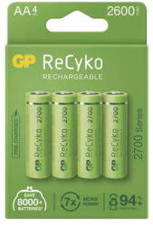 GP Batteries Újratölthető akkumulátor, AA (HR6), 1, 2 V, 2600 mAh, GP, papírdoboz, 4 db, ReCyko