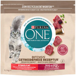 ONE 3x1, 1kg PURINA ONE Grain Free Sterilized marha száraz macskatáp