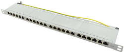 LogiLink Cat. 6A patch panel 24-port STP, szürke, fél egység magasságú (NP0062)