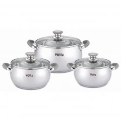 Voltz Set oale cu capac Oliver Voltz OV51210N6B, 6 piese, Inductie, Manere din silicon, Inox/gri (OV51210N6B gray)
