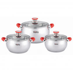 Voltz Set oale Oliver Voltz OV51210N6B, 6 piese, Manere din silicon, Inductie, Inox/Rosu (OV51210N6B red)