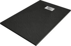 Mexen Hugo SMC zuhanytálca 120 x 80 cm, fekete , takaró inox - 42708012-X Kompozit zuhanytálca Kompozit zuhanytálca (5905315225771)