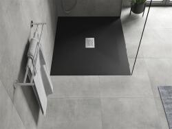 Mexen Hugo SMC zuhanytálca 140 x 100 cm, fekete , takaró inox - 42701014-X Kompozit zuhanytálca Kompozit zuhanytálca (5905315225962)