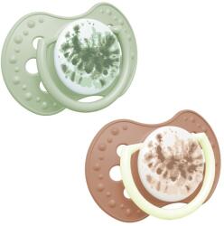 LOVI Lovi, Tie Dye, suzeta dinamica din silicon, Green, 6-18 luni, 2 buc